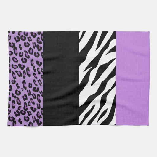 Leopardrucke, Zebra Print, Tierdruck, Lila Geschirrtuch (Horizontal)