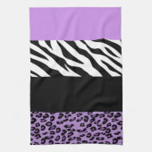 Leopardrucke, Zebra Print, Tierdruck, Lila Geschirrtuch (Vertikal)