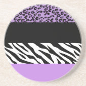 Leopardrucke, Zebra Print, Tierdruck, Lila Getränkeuntersetzer (Vorne)
