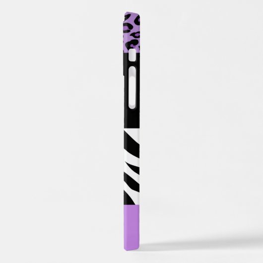 Leopardrucke, Zebra Print, Tierdruck, Lila iPhone Hülle (Linke Seite)