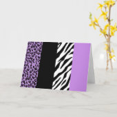 Leopardrucke, Zebra Print, Tierdruck, Lila Karte (Gelbe Blume)