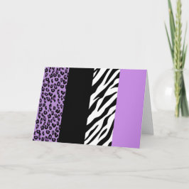 Leopardrucke, Zebra Print, Tierdruck, Lila Karte