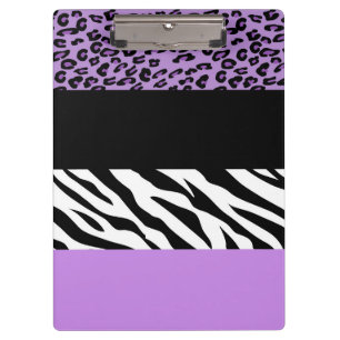 Leopardrucke, Zebra Print, Tierdruck, Lila Klemmbrett