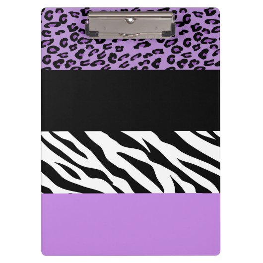 Leopardrucke, Zebra Print, Tierdruck, Lila Klemmbrett (Vorderseite)