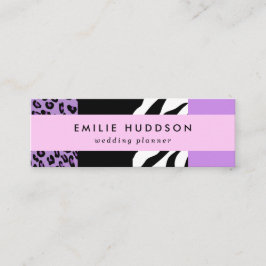 Leopardrucke, Zebra Print, Tierdruck, Lila Mini Visitenkarte