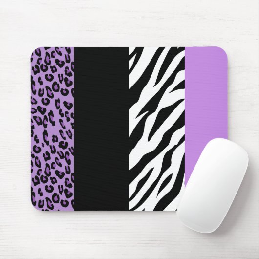 Leopardrucke, Zebra Print, Tierdruck, Lila Mousepad (Mit Mouse)