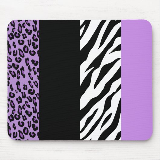 Leopardrucke, Zebra Print, Tierdruck, Lila Mousepad (Vorne)