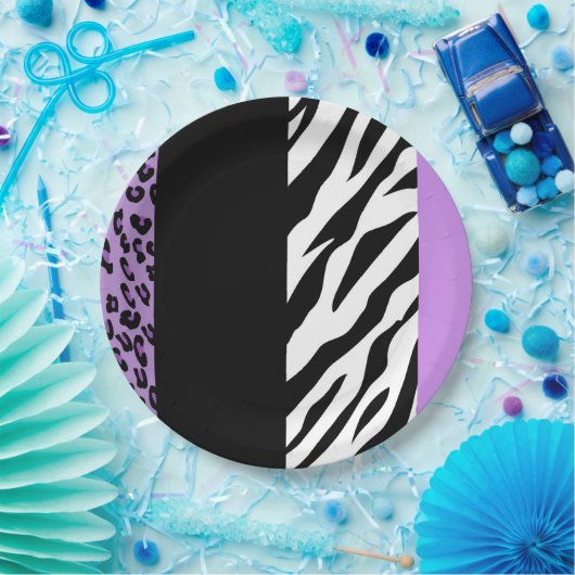 Leopardrucke, Zebra Print, Tierdruck, Lila Pappteller (Party)