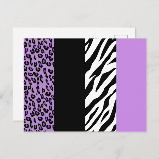 Leopardrucke, Zebra Print, Tierdruck, Lila Postkarte (Vorne/Hinten)