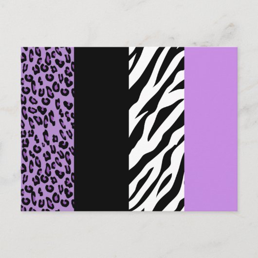 Leopardrucke, Zebra Print, Tierdruck, Lila Postkarte (Vorderseite)