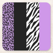 Leopardrucke, Zebra Print, Tierdruck, Lila Rechteckiger Pappuntersetzer (Vorderseite)