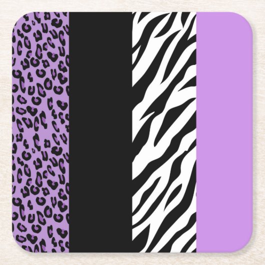 Leopardrucke, Zebra Print, Tierdruck, Lila Rechteckiger Pappuntersetzer (Vorderseite)