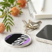 Leopardrucke, Zebra Print, Tierdruck, Lila Schlüsselanhänger (Seite)