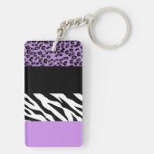 Leopardrucke, Zebra Print, Tierdruck, Lila Schlüsselanhänger (Rückseite)
