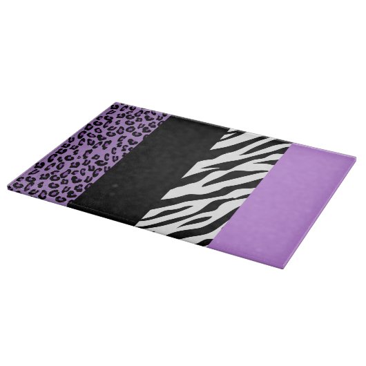 Leopardrucke, Zebra Print, Tierdruck, Lila Schneidebrett (Ecke)