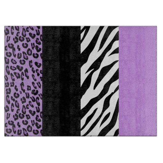 Leopardrucke, Zebra Print, Tierdruck, Lila Schneidebrett (Vorderseite)