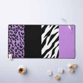 Leopardrucke, Zebra Print, Tierdruck, Lila Schreibtischunterlage