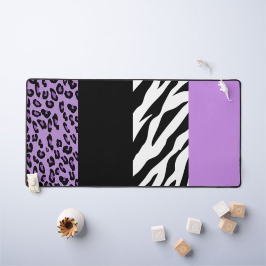 Leopardrucke, Zebra Print, Tierdruck, Lila Schreibtischunterlage (Kindertisch)