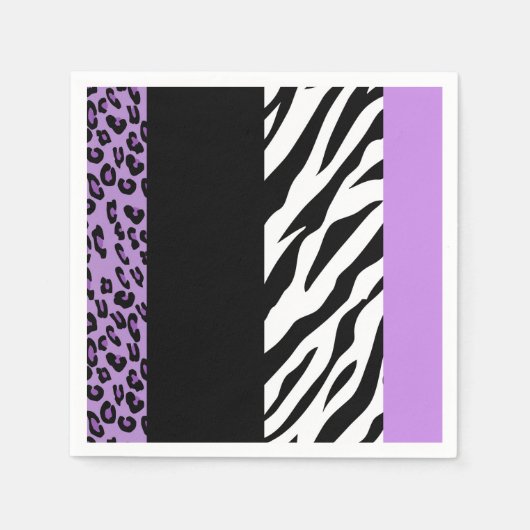 Leopardrucke, Zebra Print, Tierdruck, Lila Serviette (Vorderseite)