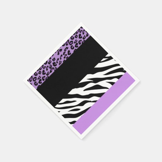 Leopardrucke, Zebra Print, Tierdruck, Lila Serviette (Ecke)