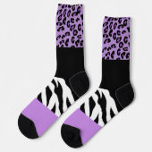 Leopardrucke, Zebra Print, Tierdruck, Lila Socken (Linkes Detail)
