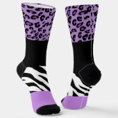 Leopardrucke, Zebra Print, Tierdruck, Lila Socken (Gewinkelt)