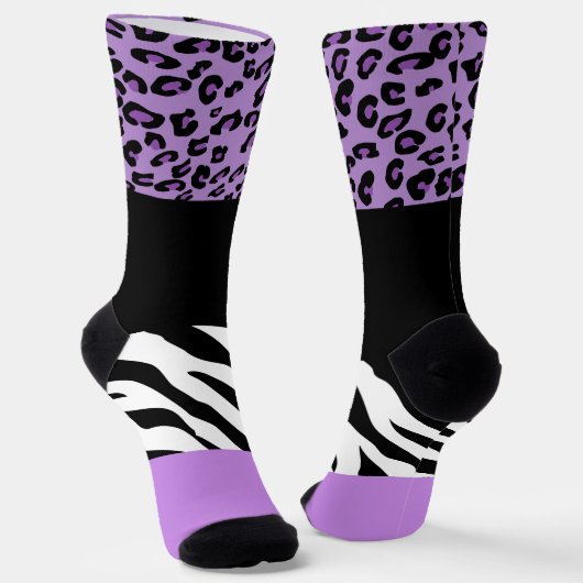 Leopardrucke, Zebra Print, Tierdruck, Lila Socken (Gewinkelt)