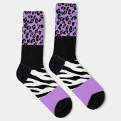 Leopardrucke, Zebra Print, Tierdruck, Lila Socken (Rechts)