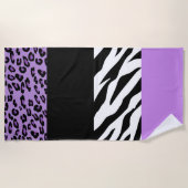 Leopardrucke, Zebra Print, Tierdruck, Lila Strandtuch (Vorderseite)