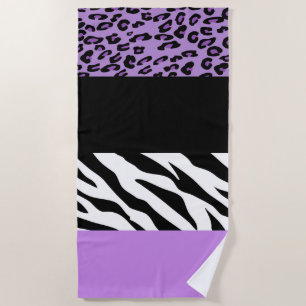 Leopardrucke, Zebra Print, Tierdruck, Lila Strandtuch