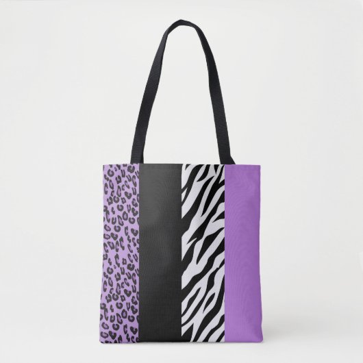 Leopardrucke, Zebra Print, Tierdruck, Lila Tasche (Vorderseite)