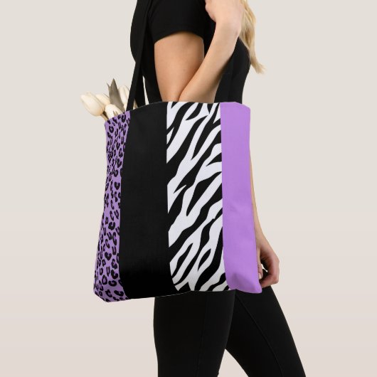 Leopardrucke, Zebra Print, Tierdruck, Lila Tasche (Von Nahem)