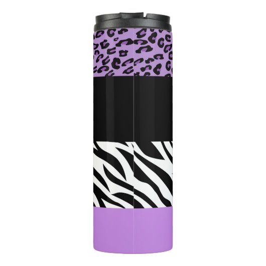 Leopardrucke, Zebra Print, Tierdruck, Lila Thermosbecher (Rückseite)