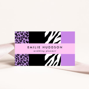 Leopardrucke, Zebra Print, Tierdruck, Lila Visitenkarte