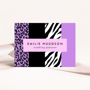 Leopardrucke, Zebra Print, Tierdruck, Lila Visitenkarte