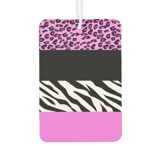 Leopardrucke, Zebra Print, Tierdruck, Rosa Autolufterfrischer (Rückseite)