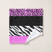 Leopardrucke, Zebra Print, Tierdruck, Rosa Badhandtuch Set (Waschlappen)