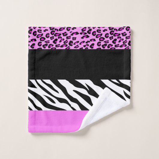 Leopardrucke, Zebra Print, Tierdruck, Rosa Badhandtuch Set (Waschlappen)