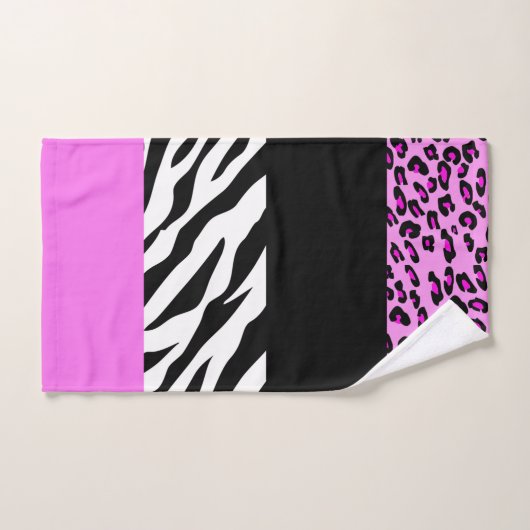 Leopardrucke, Zebra Print, Tierdruck, Rosa Badhandtuch Set (Handtuch)