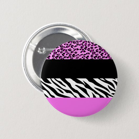 Leopardrucke, Zebra Print, Tierdruck, Rosa Button (Vorne & Hinten)