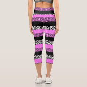 Leopardrucke, Zebra Print, Tierdruck, Rosa Capri Leggings (Rückseite)