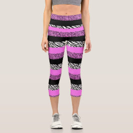 Leopardrucke, Zebra Print, Tierdruck, Rosa Capri Leggings