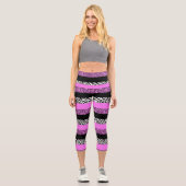 Leopardrucke, Zebra Print, Tierdruck, Rosa Capri Leggings (Vorderseite)