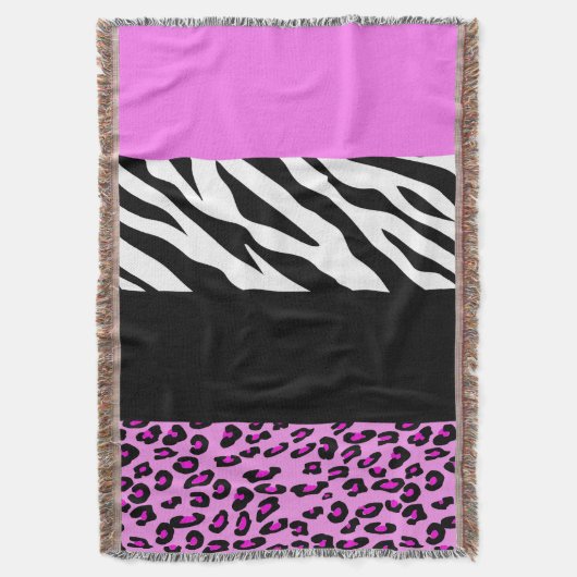 Leopardrucke, Zebra Print, Tierdruck, Rosa Decke (Vorderseite Vertikal)