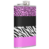 Leopardrucke, Zebra Print, Tierdruck, Rosa Flachmann (Rechts)