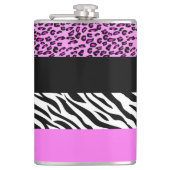 Leopardrucke, Zebra Print, Tierdruck, Rosa Flachmann (Vorderseite)