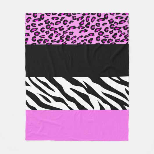 Leopardrucke, Zebra Print, Tierdruck, Rosa Fleecedecke (Vorderseite)
