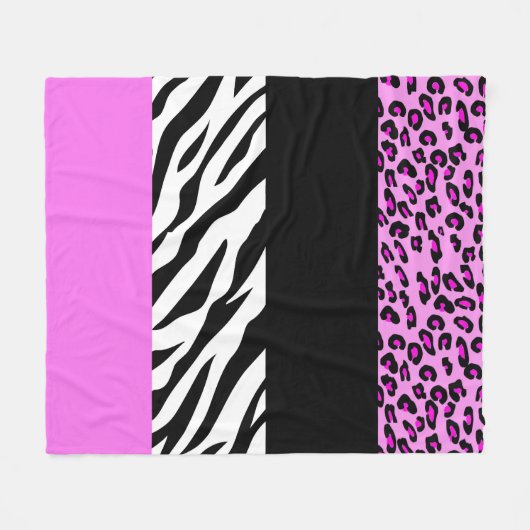 Leopardrucke, Zebra Print, Tierdruck, Rosa Fleecedecke (Vorderseite (Horizontal))