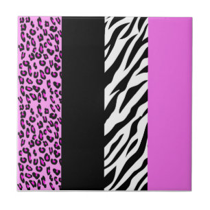 Leopardrucke, Zebra Print, Tierdruck, Rosa Fliese