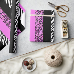 Leopardrucke, Zebra Print, Tierdruck, Rosa Geschenkpapier